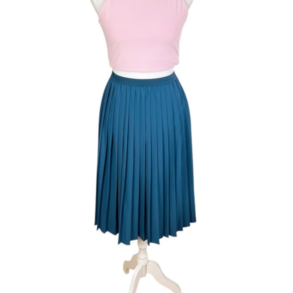 Halara High Waisted Pleated Quick Dry Midi Skirt Majolica Blue Size Small